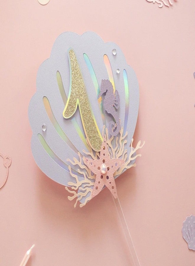 Haoser Mermaid 1st Birthday Cake Topper - Under the Sea Party Decorations for Girls, Mermaid Theme Cake Topper 6" x 6.5" for Baby Girl Party Supplies, Ocean Birthday Decor - Image 3